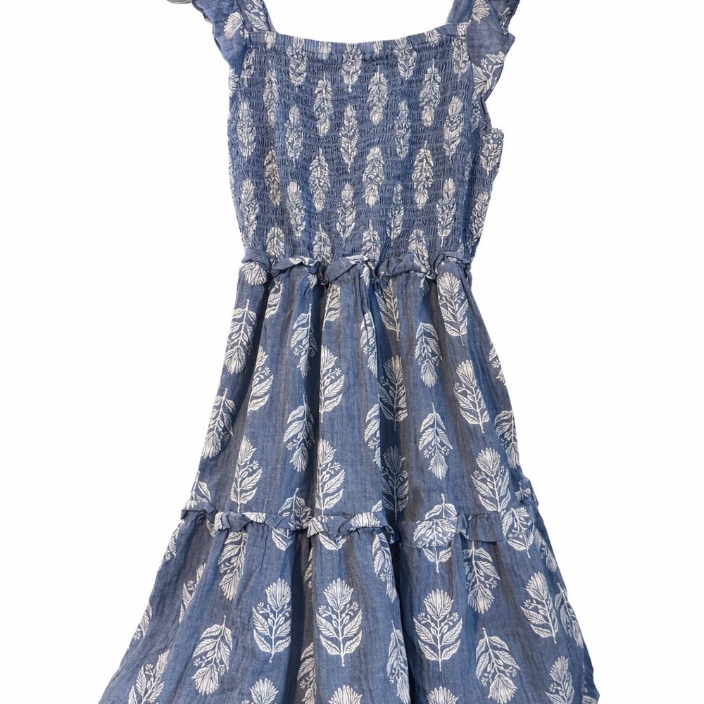 Girls XL (14-16) Blue Feather Print Sundress